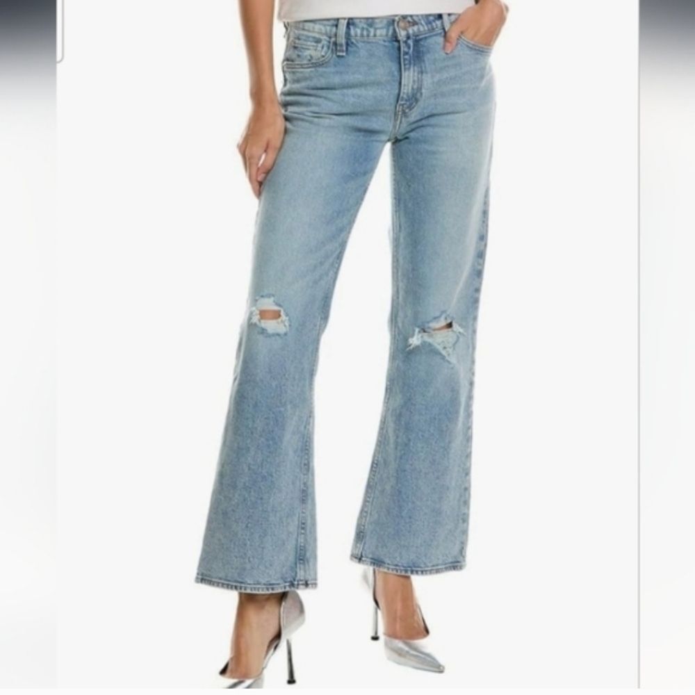HUDSON Jeans Farrah Mid Rise Barefoot Bootcut In Ice Blue size 25